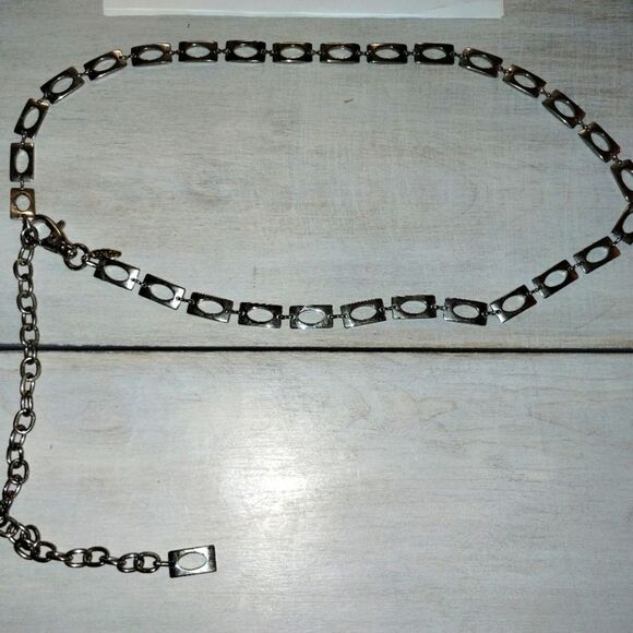 Vintage New York & Co silver chain belt, Retro Boho Hippy Clip Sash 1980s - Picture 1 of 7